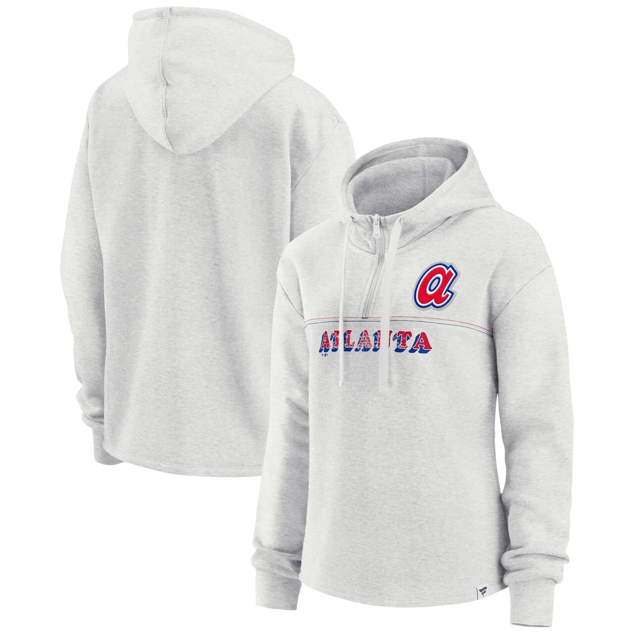 Women's Atlanta Braves Fanatics Branded Oatmeal True Classics Legacy Quarter-Zip Hoodie