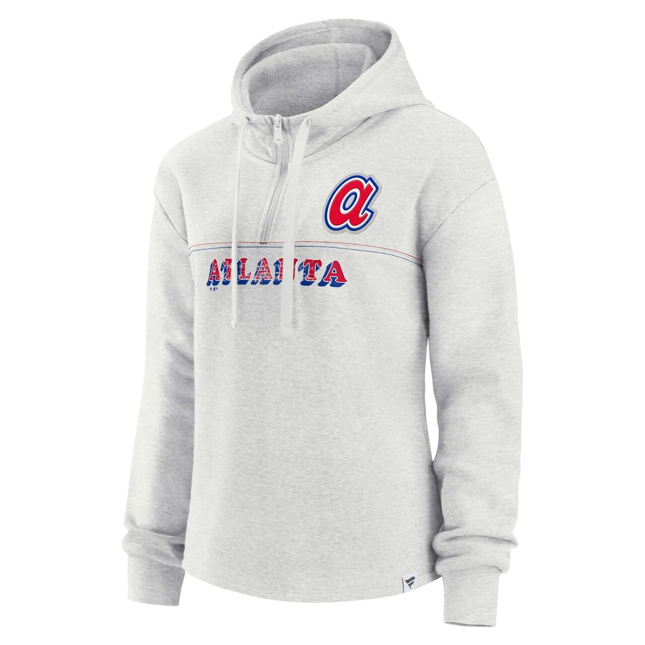 Women's Atlanta Braves Fanatics Branded Oatmeal True Classics Legacy Quarter-Zip Hoodie - Image 2