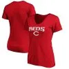 Women's Cincinnati Reds Fanatics Branded Red Live For It V-Neck T-Shirt
