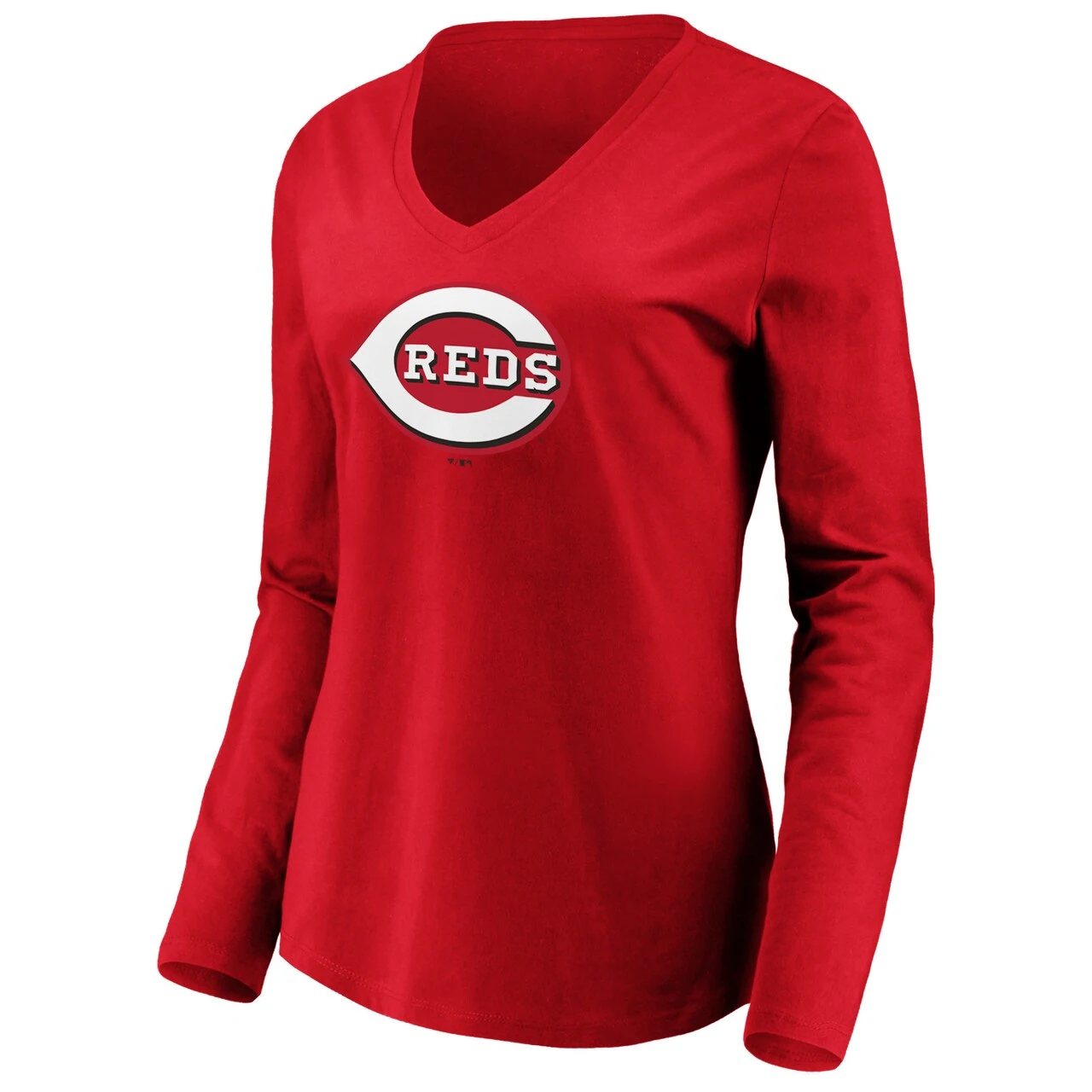 Women's Cincinnati Reds Fanatics Branded Red Official Logo Long Sleeve V-Neck T-Shirt - Image 2
