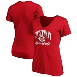 Women's Cincinnati Reds Fanatics Branded Red Victory Script V-Neck T-Shirt