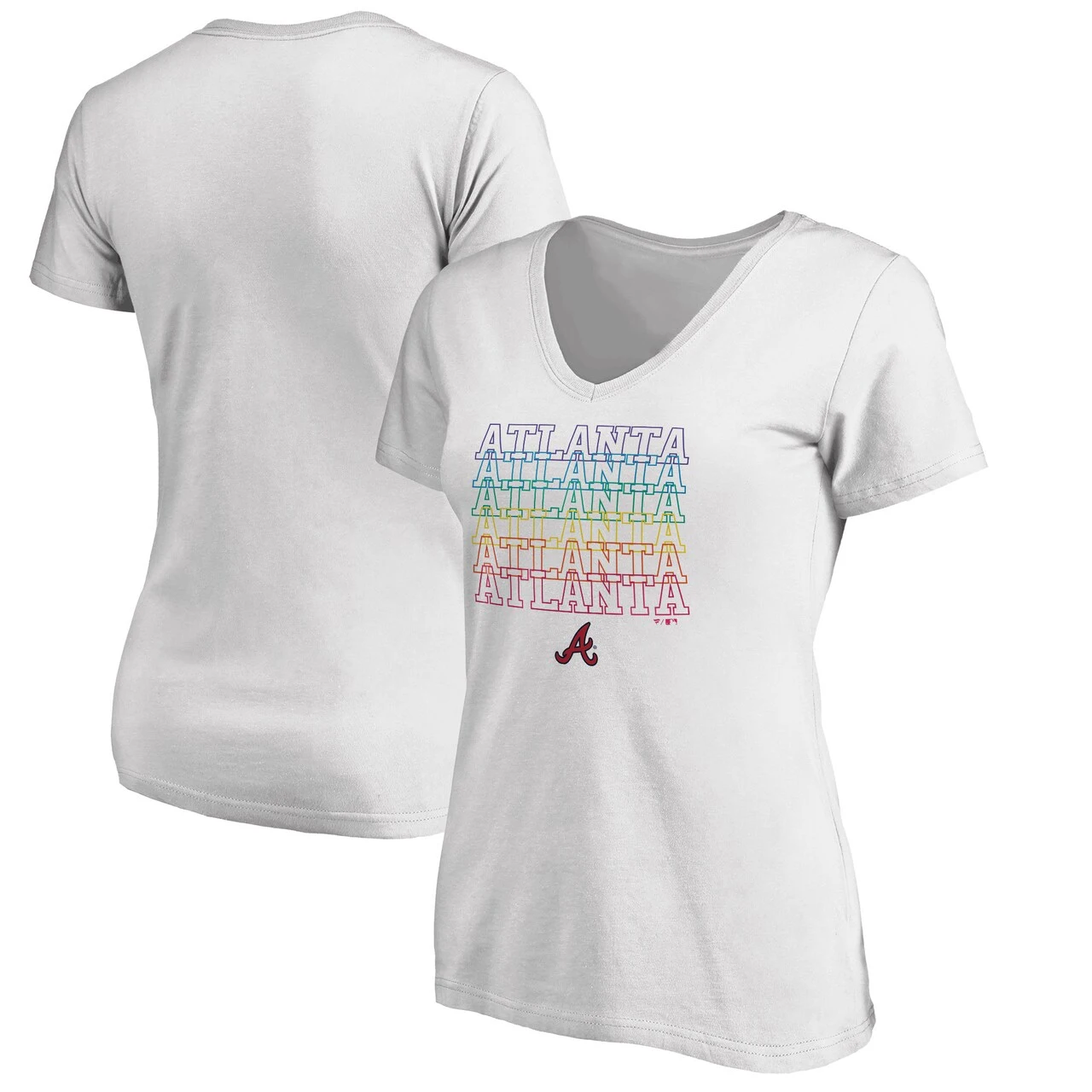 Women's Atlanta Braves Fanatics Branded White Plus Size City Pride V-Neck T-Shirt