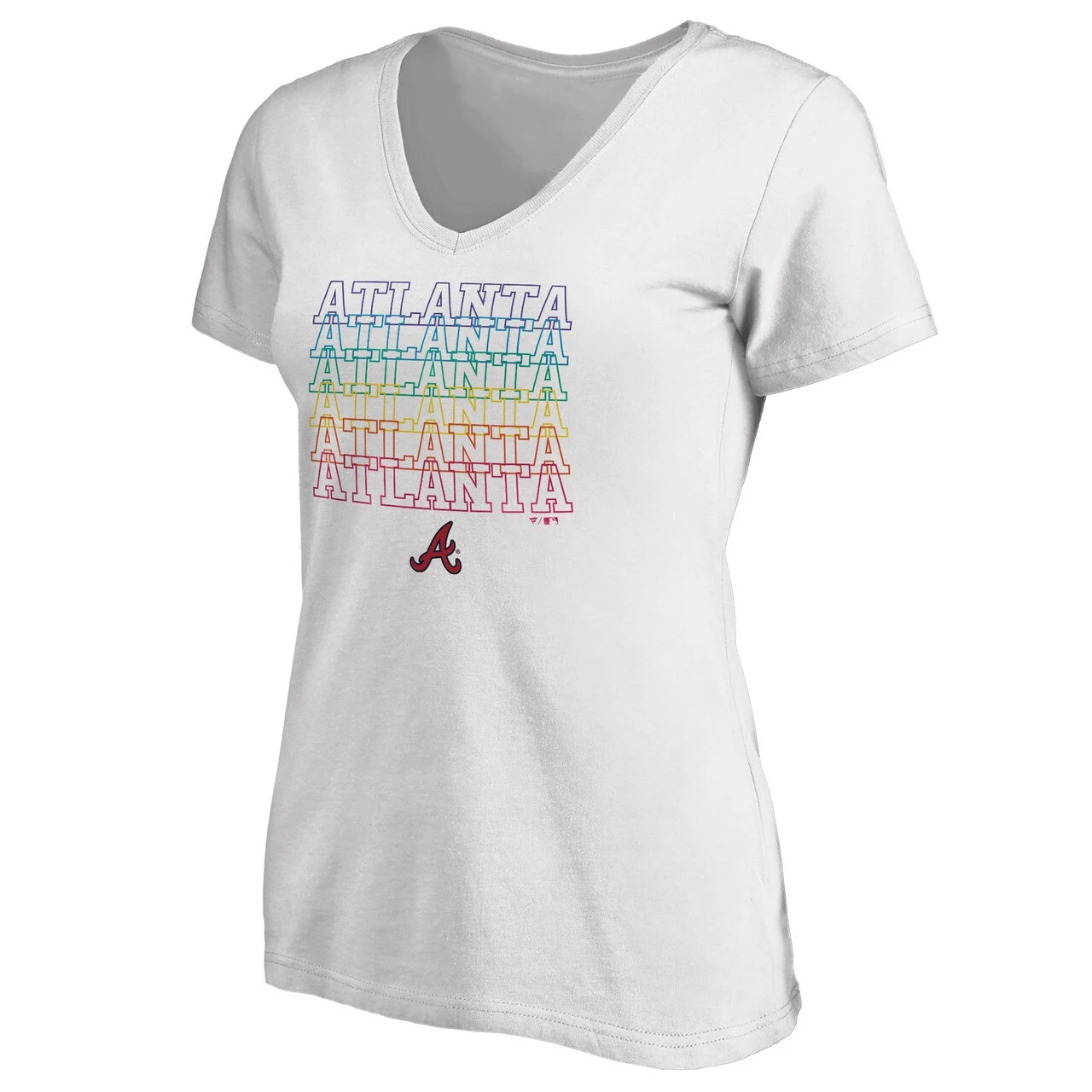 Women's Atlanta Braves Fanatics Branded White Plus Size City Pride V-Neck T-Shirt - Image 2