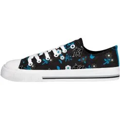 Women's Miami Marlins FOCO Black Flower Canvas Allover Shoes
