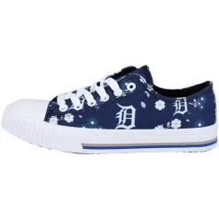 Women's Detroit Tigers FOCO Navy Flower Canvas Allover Shoes