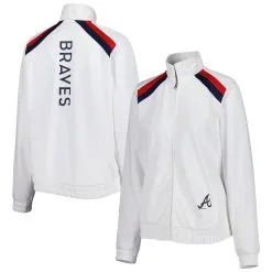 Women's Atlanta Braves G-III 4Her By Carl Banks White Red Flag Full-Zip Track Jacket