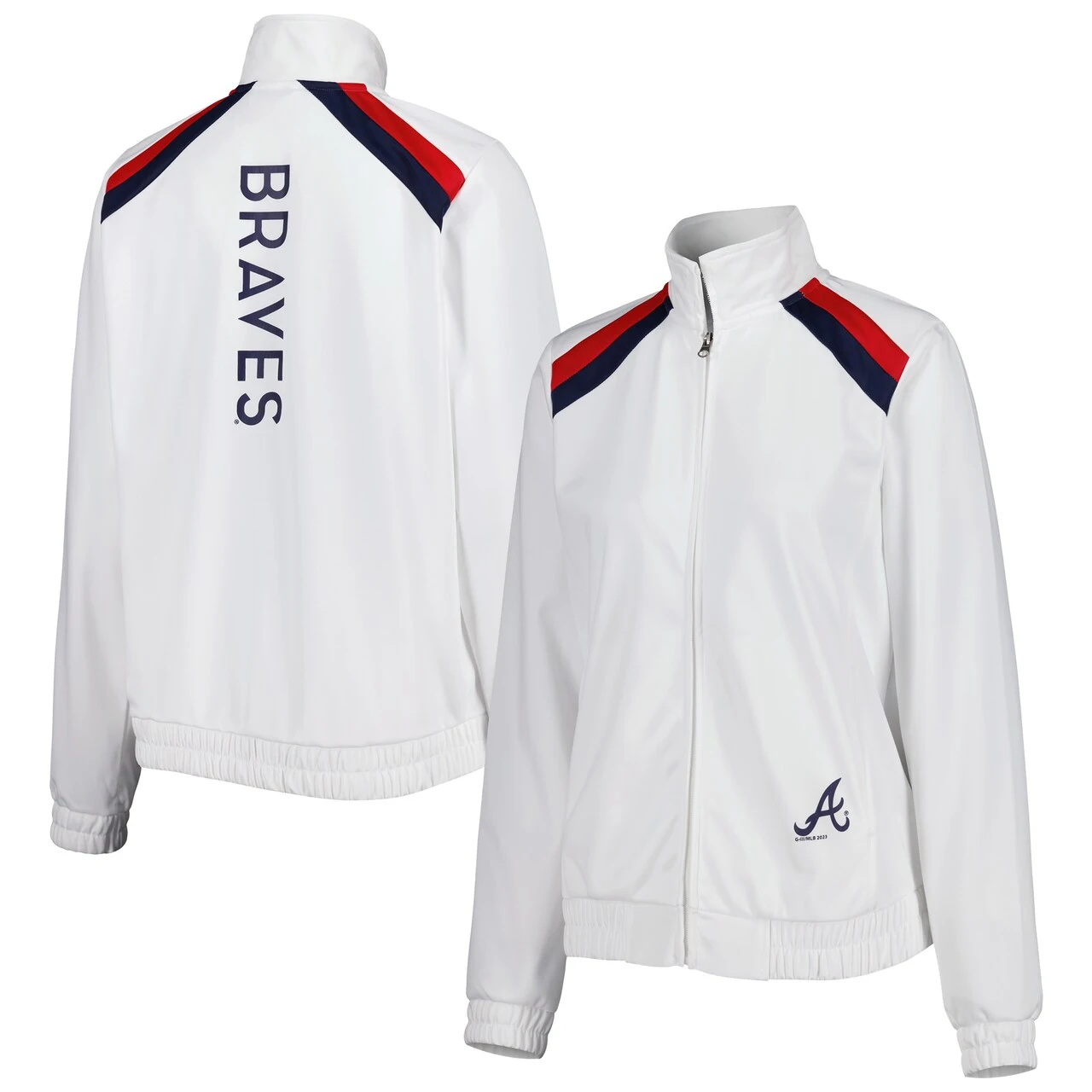 Women's Atlanta Braves G-III 4Her By Carl Banks White Red Flag Full-Zip Track Jacket