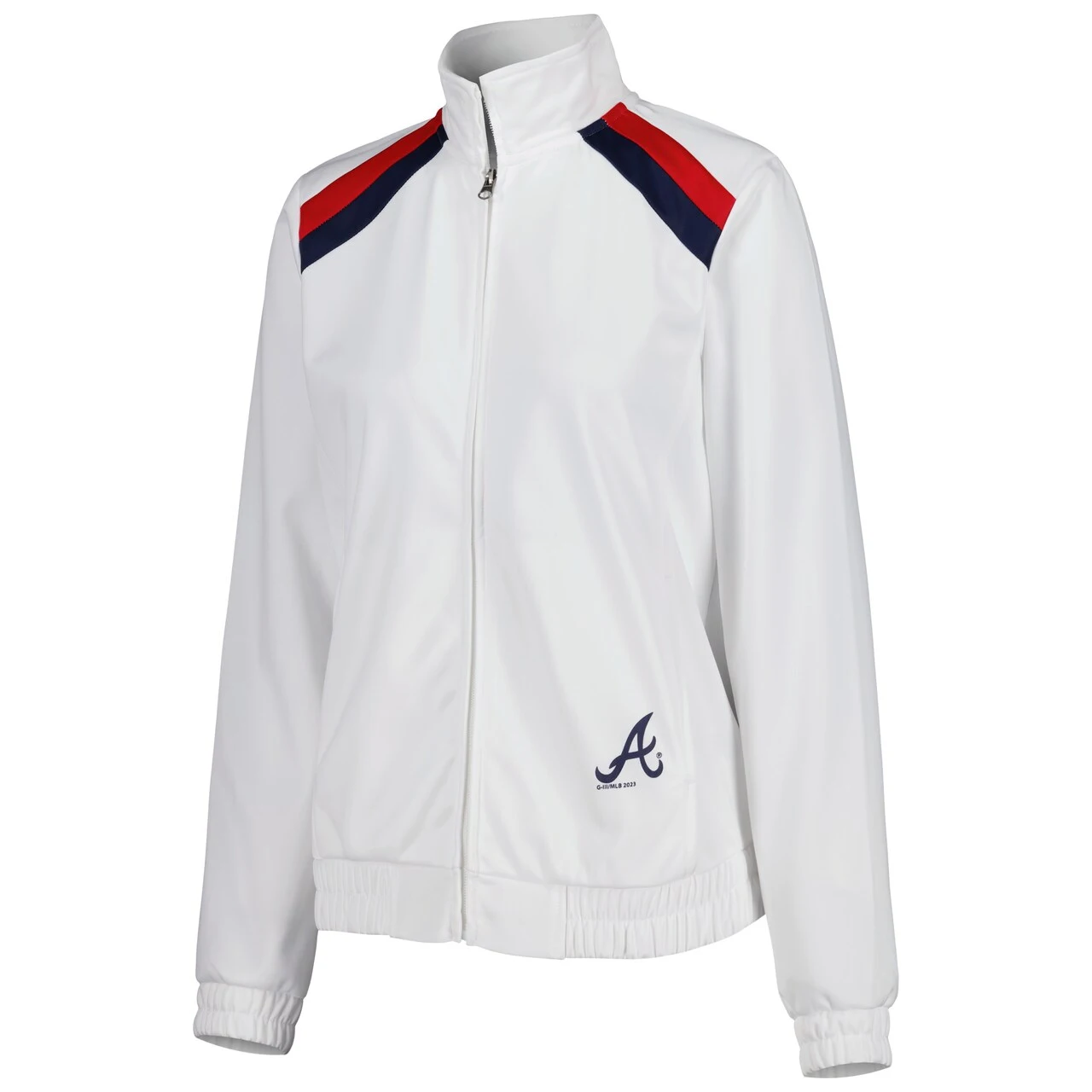 Women's Atlanta Braves G-III 4Her By Carl Banks White Red Flag Full-Zip Track Jacket - Image 2