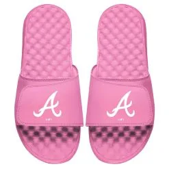 Women's Atlanta Braves ISlide Pink Primary Logo Slide Sandals