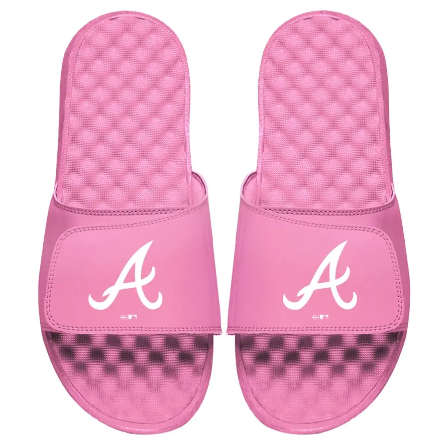 Women's Atlanta Braves ISlide Pink Primary Logo Slide Sandals