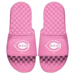 Women's Cincinnati Reds ISlide Pink Primary Logo Slide Sandals