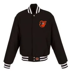 Women's Baltimore Orioles JH Design Black Embroidered Logo All-Wool Jacket