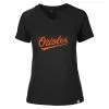 Women's Baltimore Orioles Levelwear Black Ariya V-Neck T-Shirt