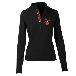 Women's Baltimore Orioles Levelwear Black Energy Quarter-Zip Pullover Top