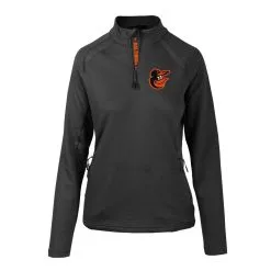 Women's Baltimore Orioles Levelwear Black Hadley Quarter-Zip Pullover Top