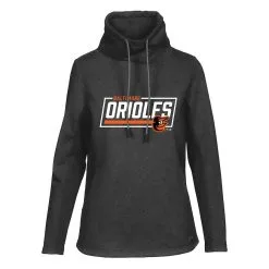 Women's Baltimore Orioles Levelwear Black Loop Fleece Scuba Neck Pullover Hoodie