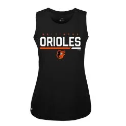 Women's Baltimore Orioles Levelwear Black Macy Muscle Tank Top
