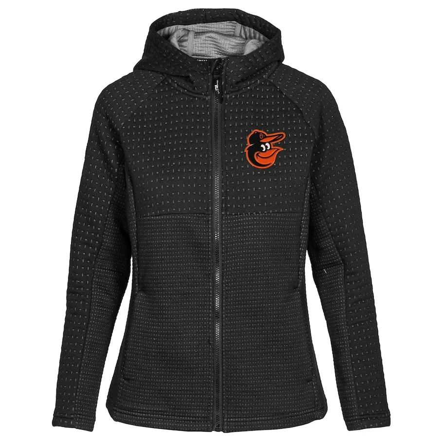 Women's Baltimore Orioles Levelwear Black Solstice Full-Zip Hoodie