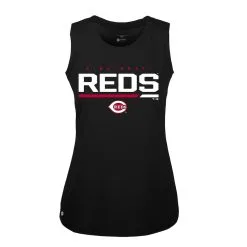 Women's Cincinnati Reds Levelwear Black Macy Muscle Tank Top