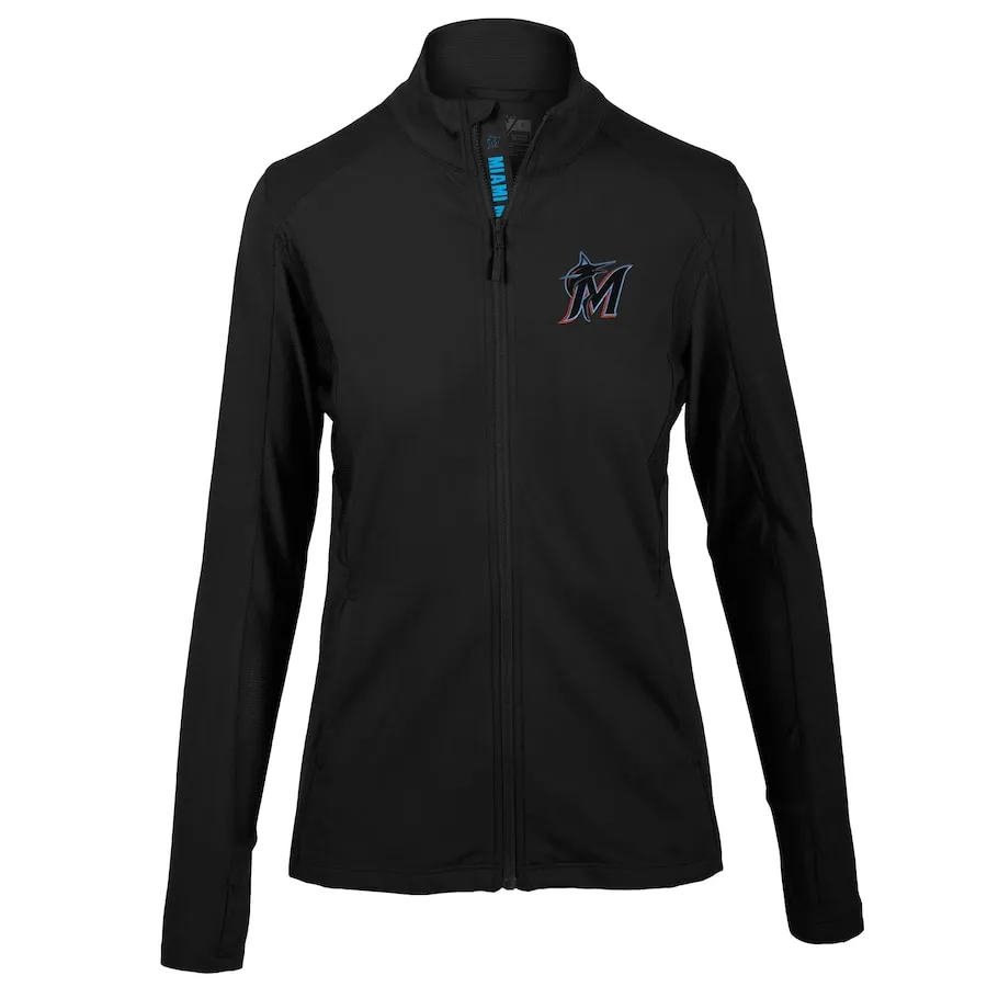 Women's Miami Marlins Levelwear Black Alyssa Full-Zip Jacket
