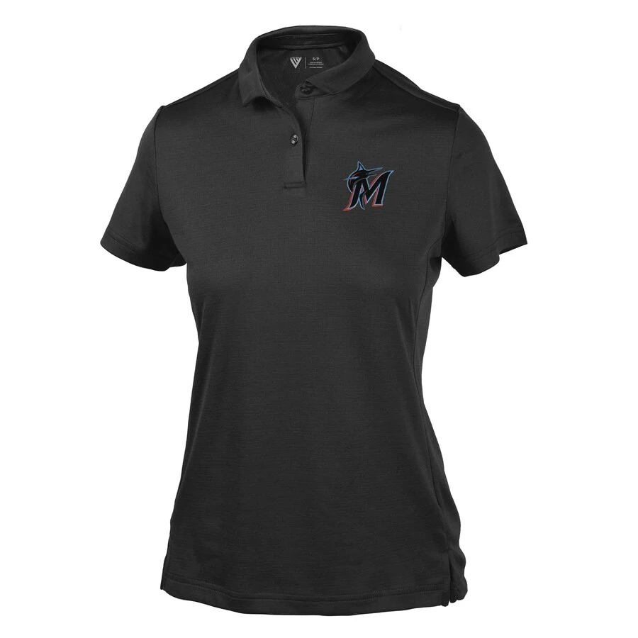 Women's Miami Marlins Levelwear Black Ivy Polo