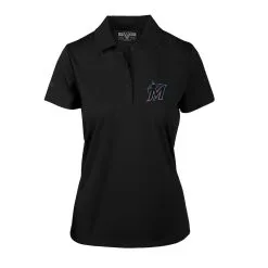 Women's Miami Marlins Levelwear Black Lotus Polo