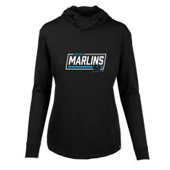 Women's Miami Marlins Levelwear Black Vivid Scuba Neck Pullover Hoodie