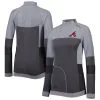 Women's Atlanta Braves Levelwear Charcoal Verse Asymmetrical Raglan Tri-Blend Quarter-Zip Jacket