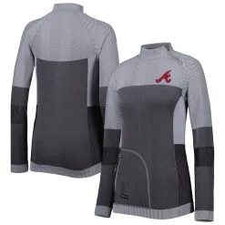 Women's Atlanta Braves Levelwear Charcoal Verse Asymmetrical Raglan Tri-Blend Quarter-Zip Jacket