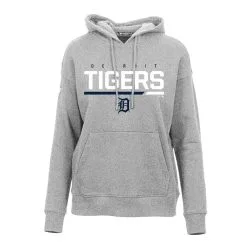 Women's Detroit Tigers Levelwear Heather Gray Adorn Fleece Pullover Hoodie