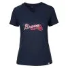Women's Atlanta Braves Levelwear Navy Ariya V-Neck T-Shirt