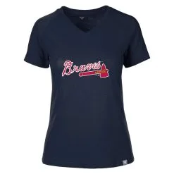 Women's Atlanta Braves Levelwear Navy Ariya V-Neck T-Shirt