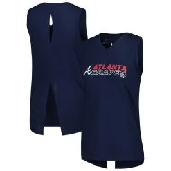 Women's Atlanta Braves Levelwear Navy Paisley Chase V-Neck Tank Top
