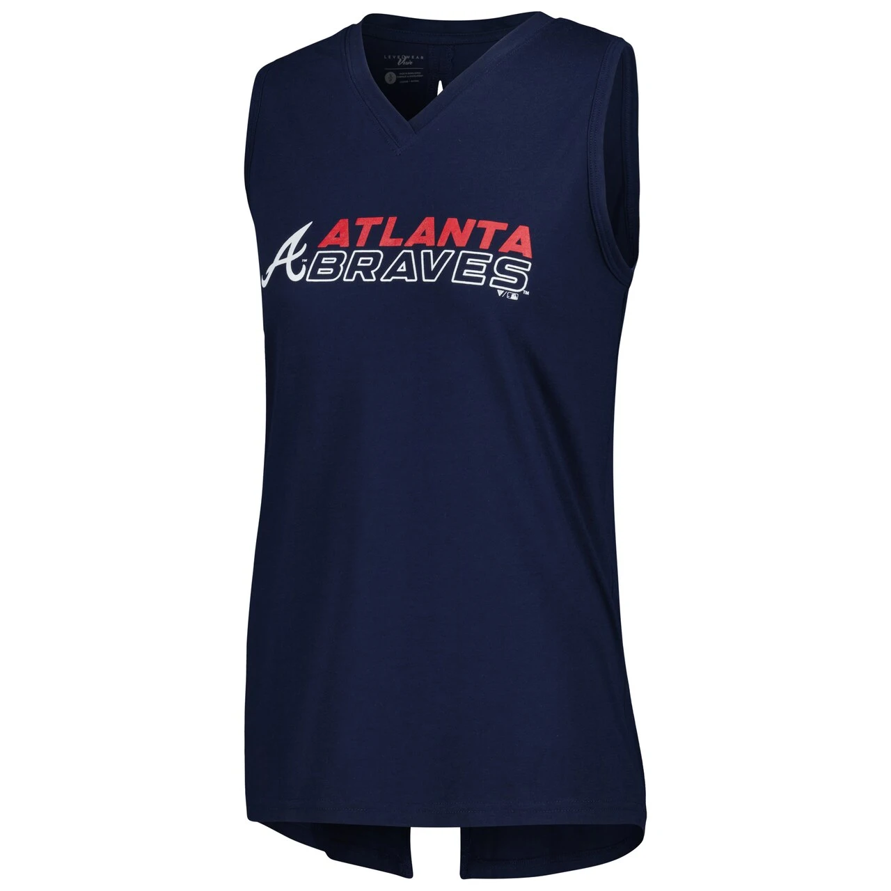 Women's Atlanta Braves Levelwear Navy Paisley Chase V-Neck Tank Top - Image 2