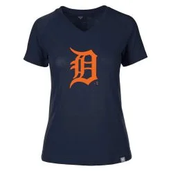 Women's Detroit Tigers Levelwear Navy Ariya V-Neck T-Shirt