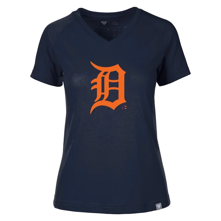 Women's Detroit Tigers Levelwear Navy Ariya V-Neck T-Shirt