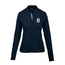 Women's Detroit Tigers Levelwear Navy Ezra Full-Zip Jacket