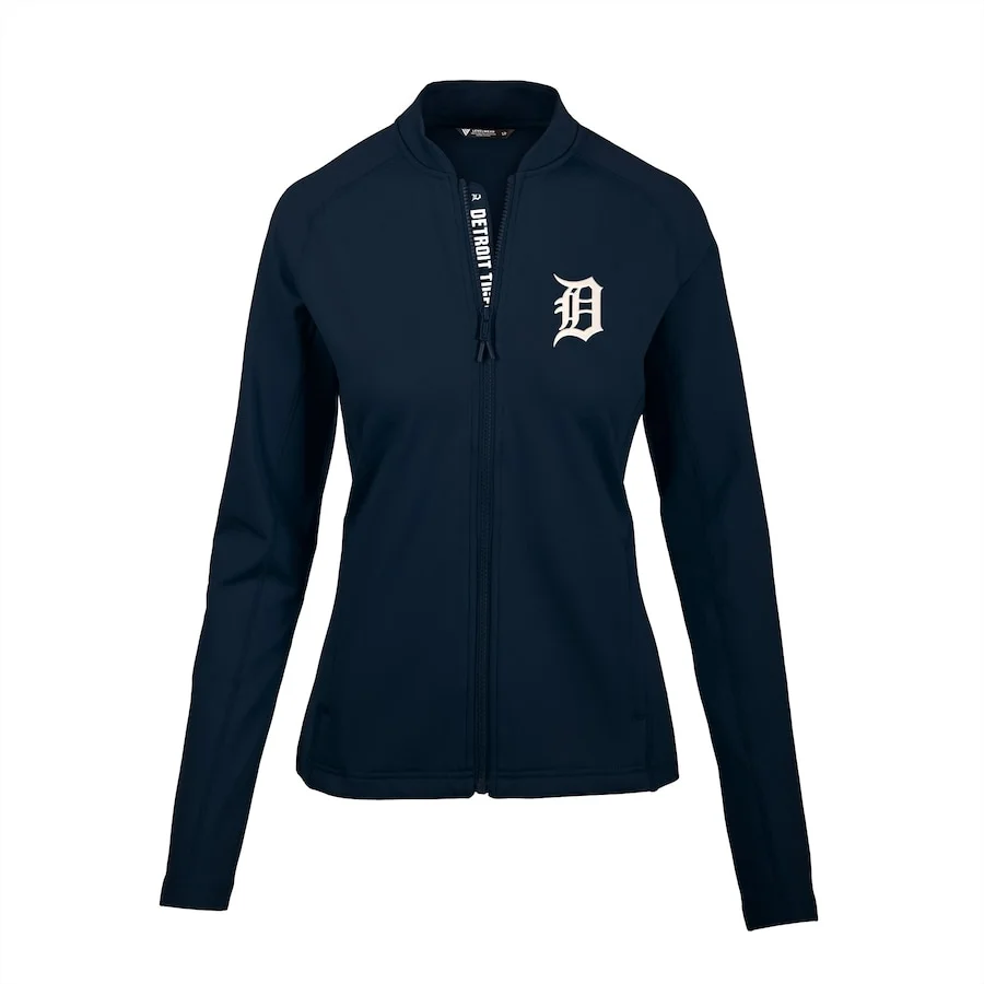 Women's Detroit Tigers Levelwear Navy Ezra Full-Zip Jacket