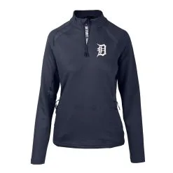 Women's Detroit Tigers Levelwear Navy Hadley Quarter-Zip Pullover Top