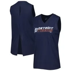 Women's Detroit Tigers Levelwear Navy Paisley Chase V-Neck Tank Top