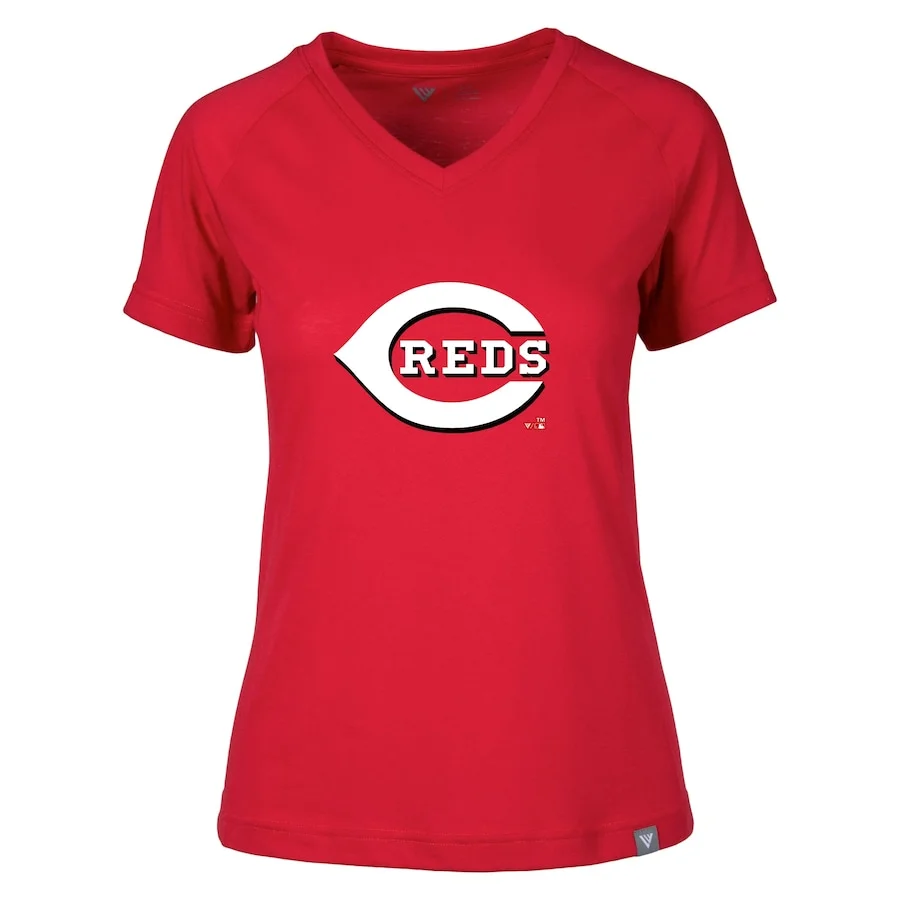 Women's Cincinnati Reds Levelwear Red Ariya V-Neck T-Shirt