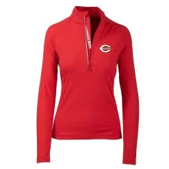 Women's Cincinnati Reds Levelwear Red Energy Quarter-Zip Pullover Top