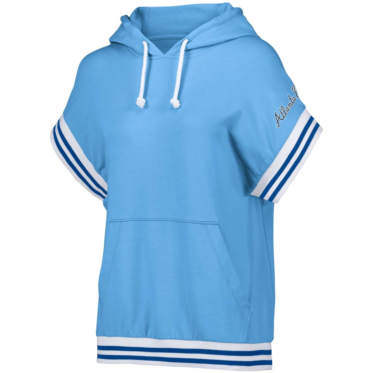 Women's Atlanta Braves Lusso Light Blue Mabel Tri-Blend Short Sleeve Pullover Hoodie - Image 2