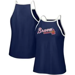 Women's Atlanta Braves Lusso Navy Nadine Halter Tank Top