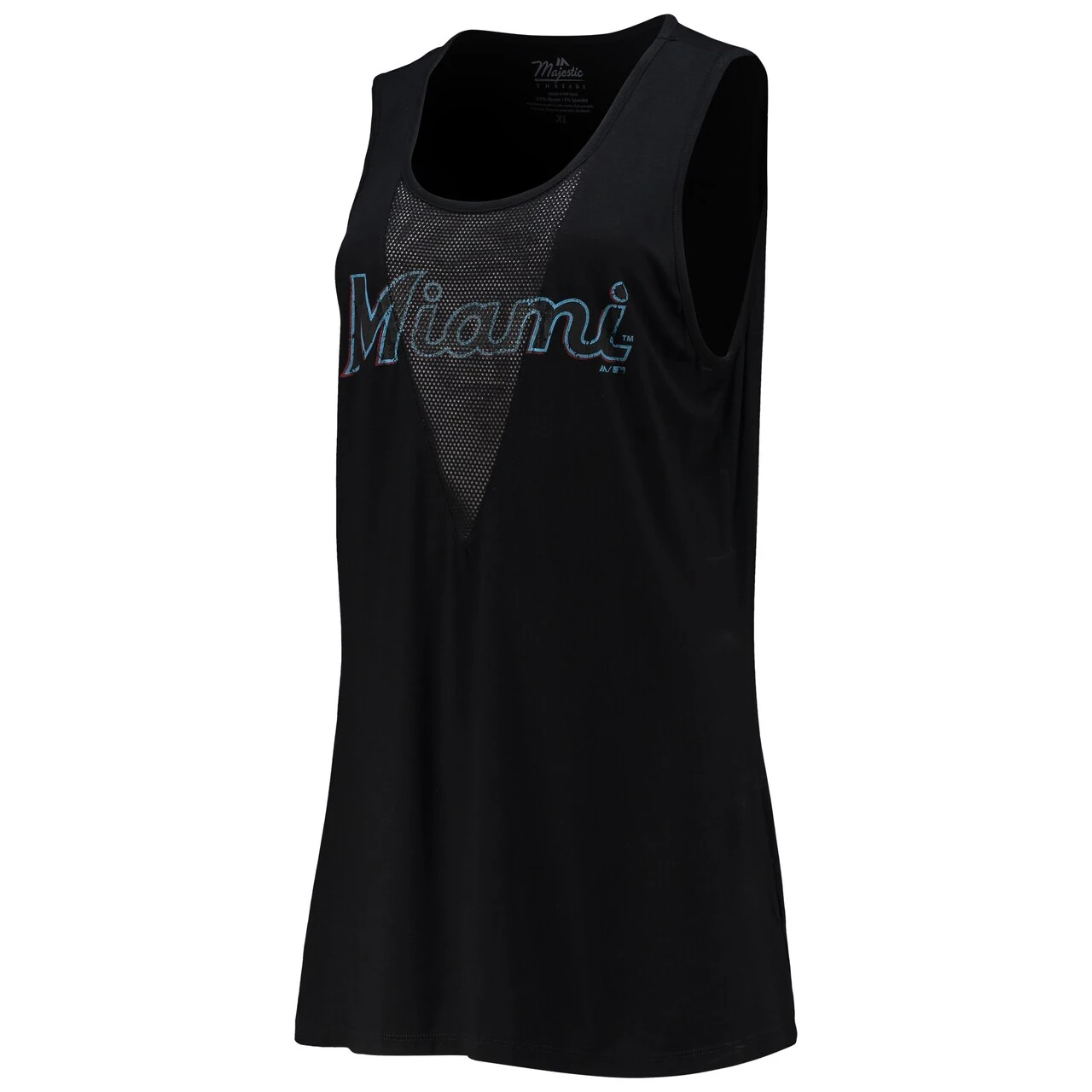 Women's Miami Marlins Majestic Threads Black Team Scoop Neck Tank Top - Image 2