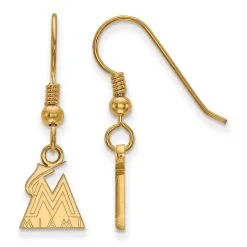LogoArt Women's Miami Marlins Gold-Plated Sterling Silver Extra-Small Dangle Earrings