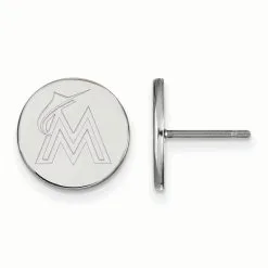 LogoArt Women's Miami Marlins Sterling Silver XS Post Earrings
