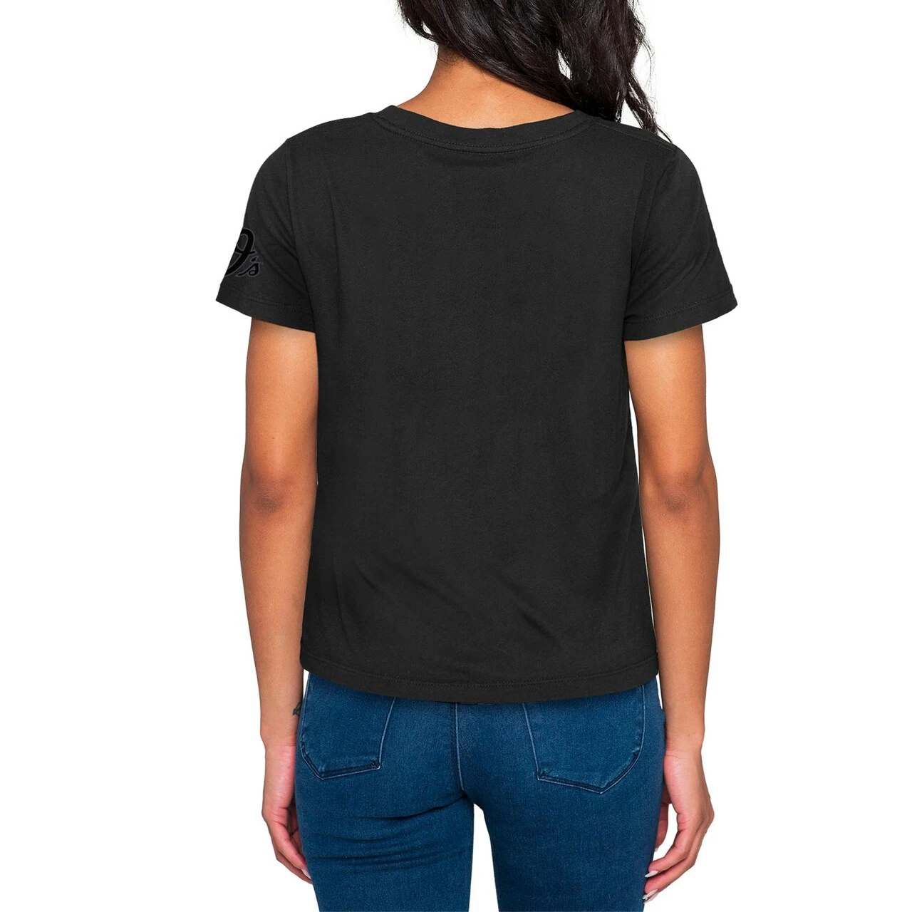 Women's Baltimore Orioles New Era Black 2023 City Connect Cap Logo T-Shirt - Image 3