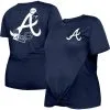 Women's Atlanta Braves New Era Navy Plus Size Two-Hit Front Knot T-Shirt