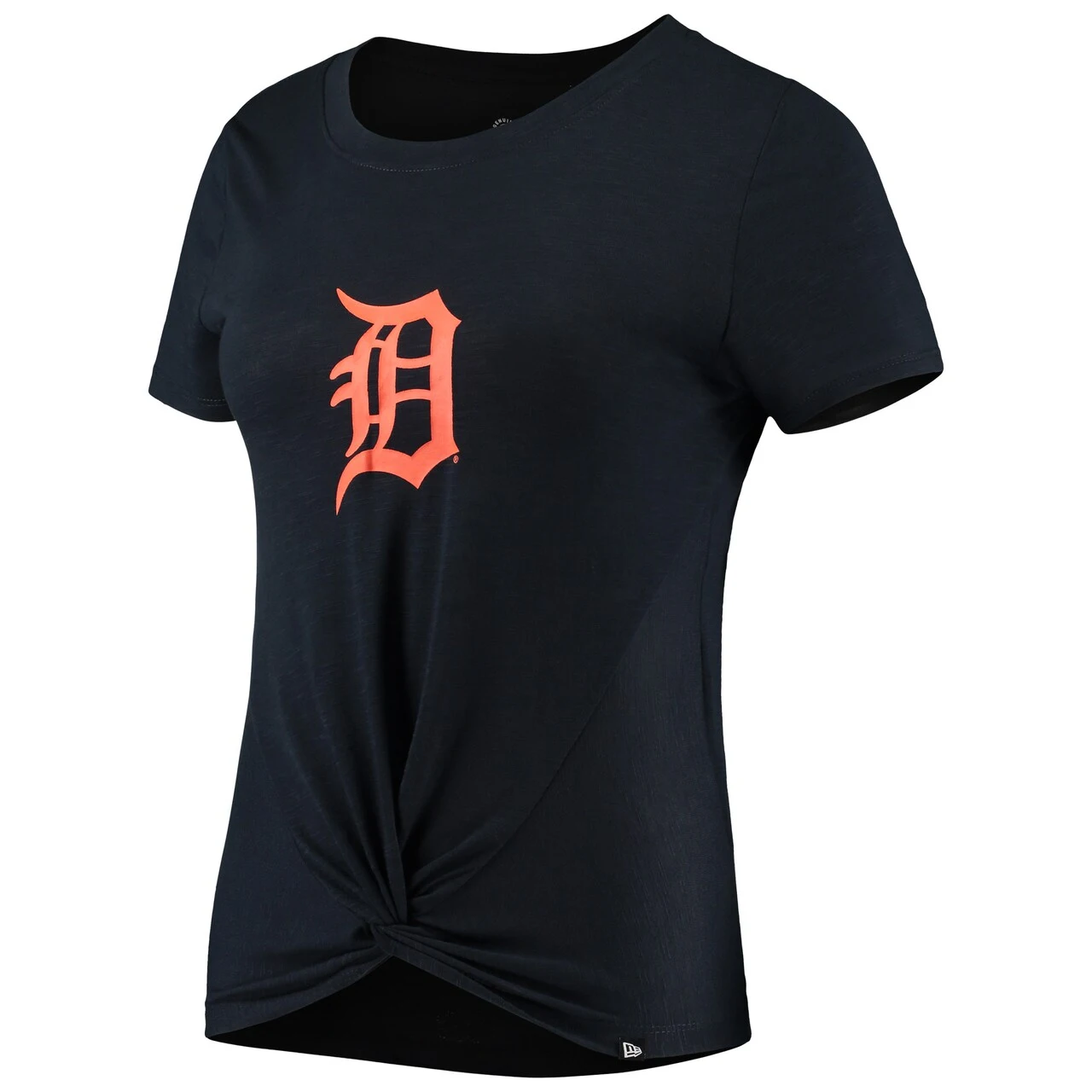 Women's Detroit Tigers New Era Navy 2-Hit Front Twist Burnout T-Shirt - Image 2